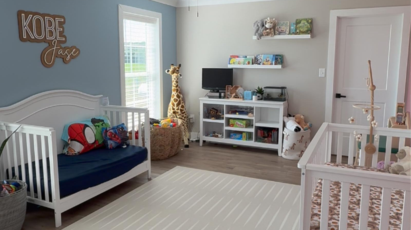 Eeveve play mat in a child’s room creating a safe play area.