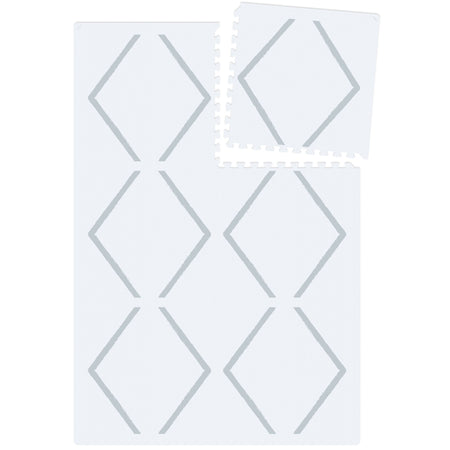Top view of the full Beni Powder Blue play mat layout with detachable tiles, perfect for creating a safe and stylish play zone for babies.